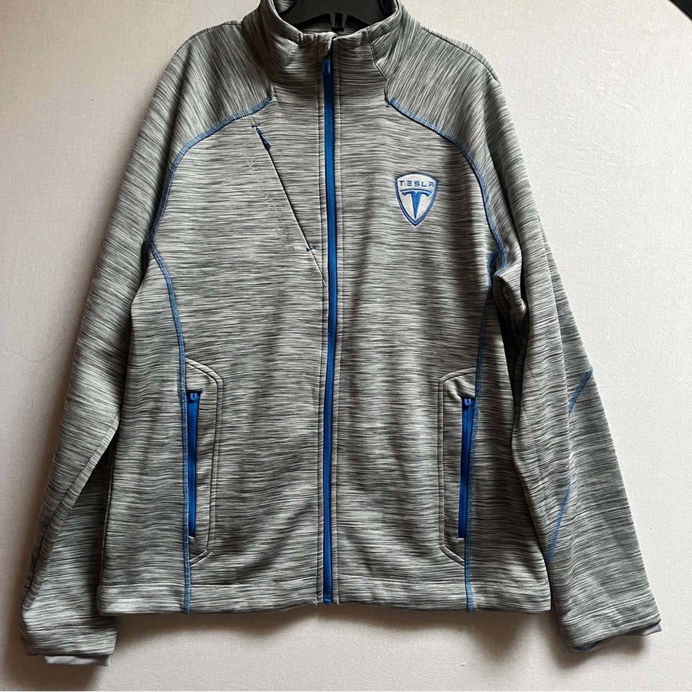 Tesla Motors North End Sport Full-Zip Fleece Jacket Gray Blue Men’s L